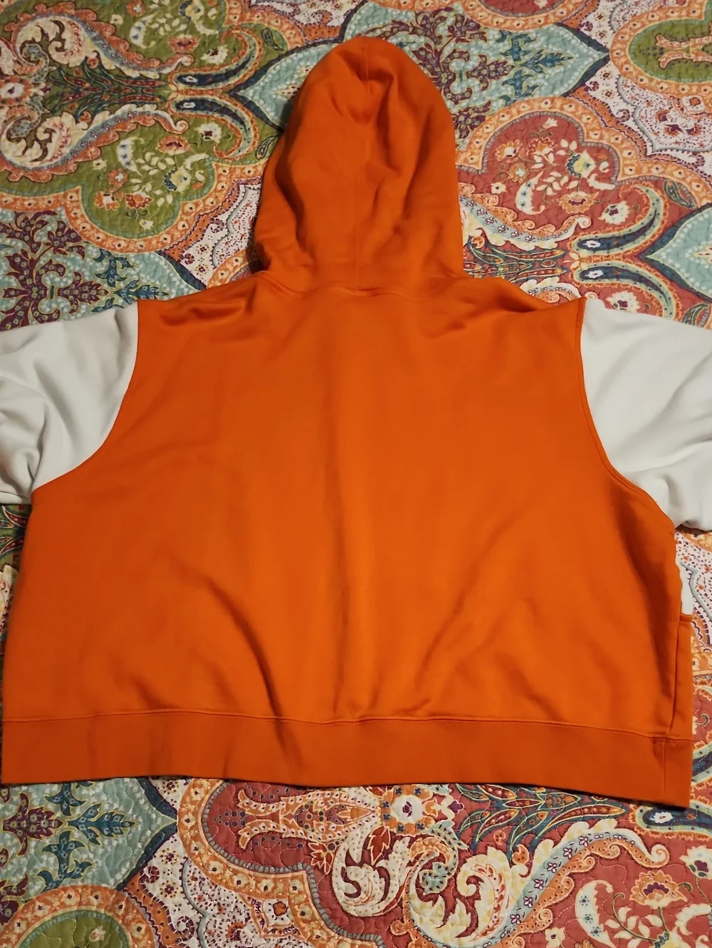 Nike Orange & White Cropped Hoodie | Size XXL